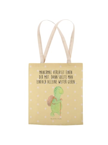 Mr. & Mrs. Panda Beutel Tasche Schildkröte Wanderer mit Spruch in Gelb Pastell