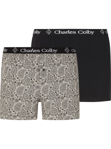 Charles Colby 2er Pack Boxershorts LORD PALLONY in grau schwarz