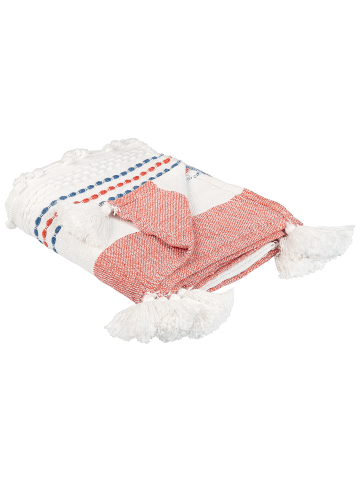 Beliani Kuscheldecke CUBUK in Bunt/Weiß/Rot - (W) 130 x (H) 1 x (L) 150 cm