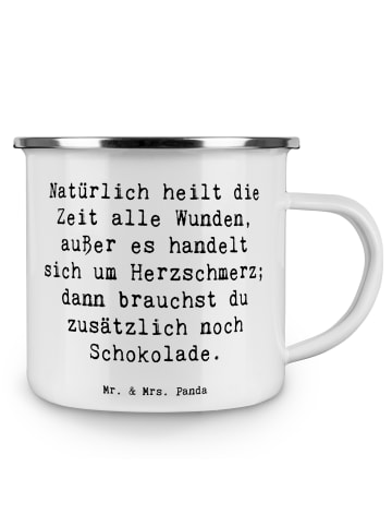 Mr. & Mrs. Panda Teetasse Spruch Herzschmerz Schokolade mit Spruch in Weiß
