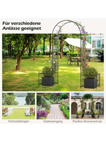COSTWAY Rosenbogen mit 2 Blumenkästen 198 x 49,5 x 221 cm in Schwarz