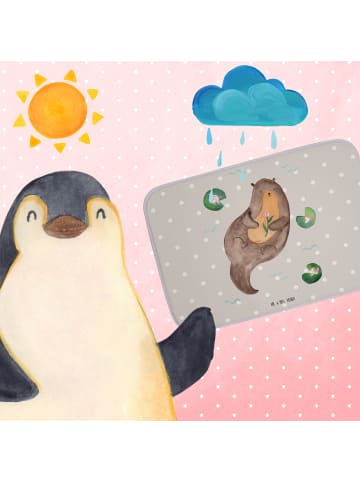 Mr. & Mrs. Panda Badezimmerteppich Otter Seerose ohne Spruch in Grau Pastell