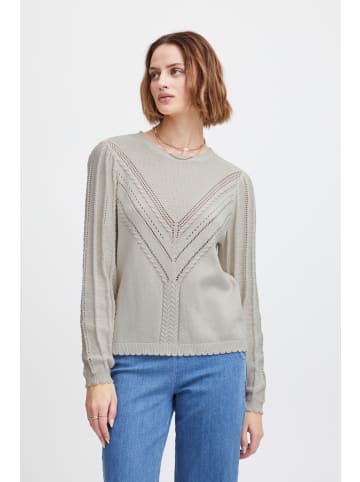 Atelier Rêve Strickpullover IRMADELE LS 20120293 Modischer Strickpullover mit Ajourstrick in Beige