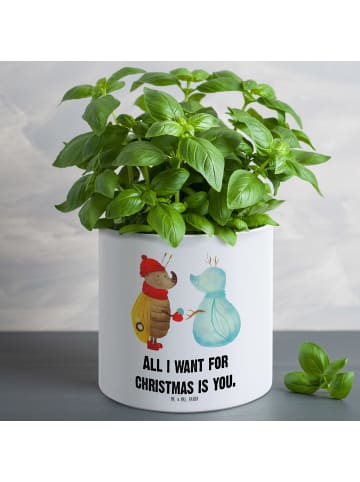 Mr. & Mrs. Panda Übertopf Nachtfalter Schneemann mit Spruch in Weiß