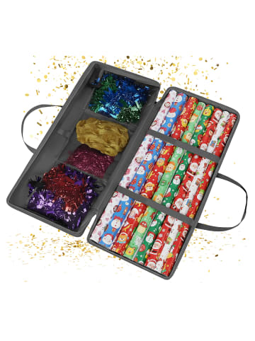 relaxdays Geschenkpapier Aufbewahrung in Grau - (B)82 x (H)34 x (T)13 cm