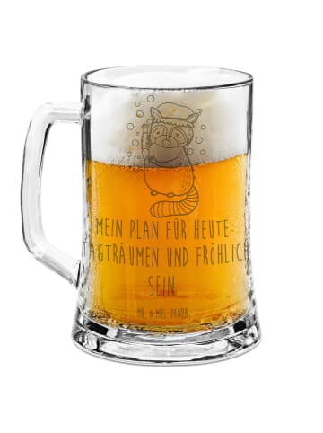 Mr. & Mrs. Panda Bierglas Waschbär mit Spruch in Transparent