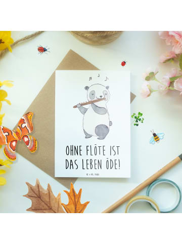 Mr. & Mrs. Panda Grußkarte Flöte Leben mit Spruch in Weiß