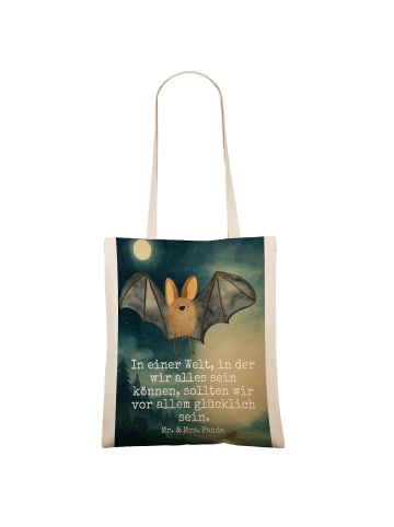 Mr. & Mrs. Panda Jutebeutel Fledermaus Flügel Design mit Spruch in Weiß