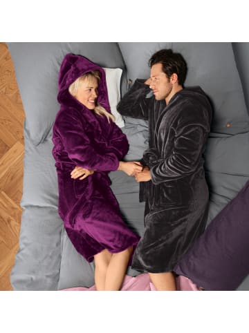 REDBEST Fleece Unisex-Bademantel mit Kapuze Perris in beere