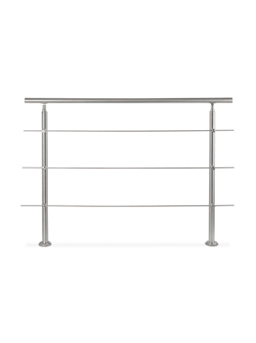 relaxdays Treppengeländer 3 Querstreben in Silber - (L)150 x (H)108 cm