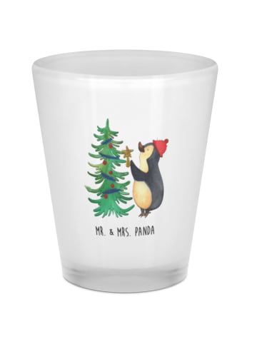 Mr. & Mrs. Panda Schnapsglas Pinguin Weihnachtsbaum ohne Spruch in Transparent