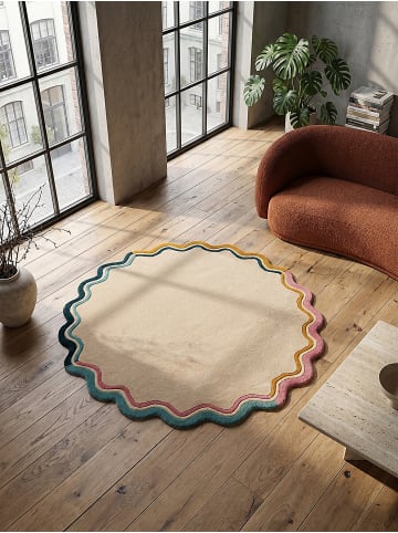 KADIMA DESIGN Wollteppich Kurzflor WINCH Bordüre Abstrakt Handgetuftet Naturfaser in Multi