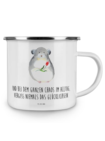 Mr. & Mrs. Panda Emaille Tasse Chinchilla Blume mit Spruch in Weiß