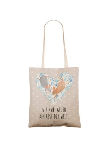 Mr. & Mrs. Panda mehrzwecktasche Mäuse Herz mit Spruch in Grau Pastell