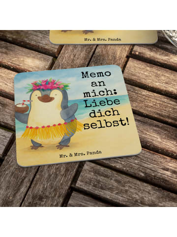Mr. & Mrs. Panda Tischuntersetzer Pinguin Kokosnuss Design mit S... in Weiß