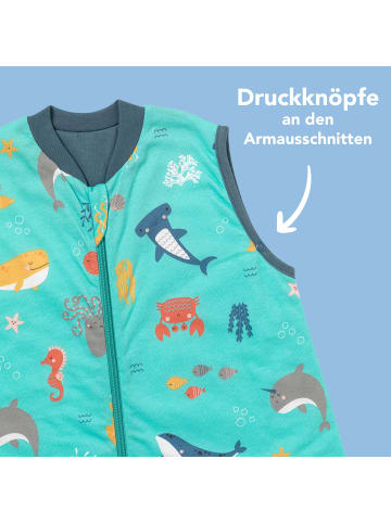 Schlummersack Schlafsack mit Füßen und umklappbaren Bündchen 1.0 TOG in Hellblau