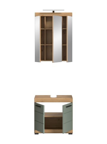 xonox.home Badkombination in Artisan Eiche/Salbei - (B) 60 x (H) 191 x (T) 34