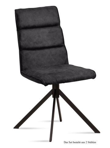 58 aufm Kessel ESSZIMMERSTUHL (2er-Set) Drusy 47x92x60 Schwarz/Anthrazit