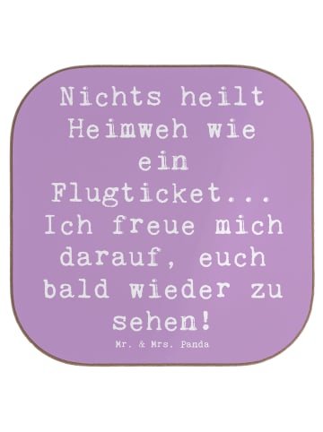 Mr. & Mrs. Panda Untersetzer Spruch Heimweh Ticket mit Spruch in Lavendeltraum