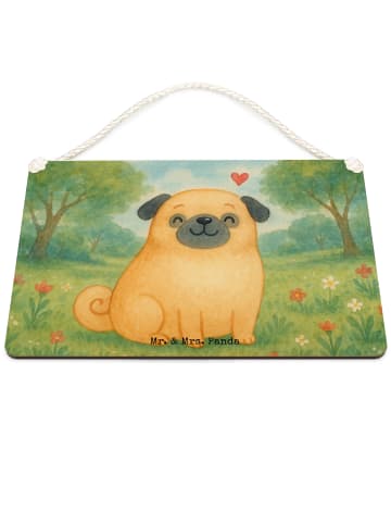 Mr. & Mrs. Panda Schild Mops Design ohne Spruch in Weiß