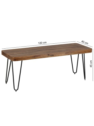 KADIMA DESIGN Esszimmer 120 x 45 x 40 cm Sitzbank BAGLI Massiv-Holz in Massivholz