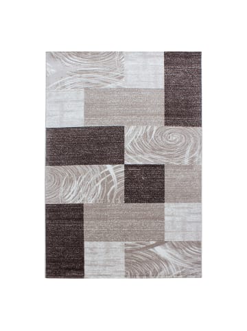 KADIMA DESIGN Teppich Kurzflor Waschbar Abstrakt-Karo DRAU Strapazierfähig in Braun