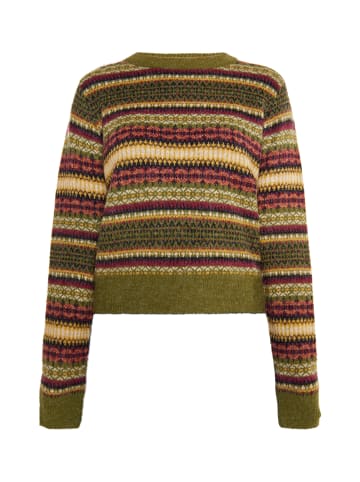 usha FESTIVAL Strick Pullover in Oliv Mehrfarbig