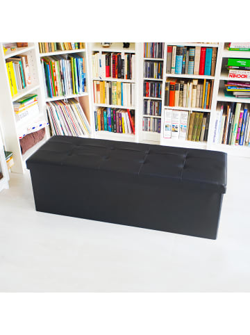 relaxdays Faltbare Sitzbank in Schwarz - (B)114 x (H)38 cm