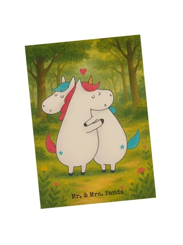 Mr. & Mrs. Panda Postkarte Einhorn Mitteilung Design ohne Spruch in Weiß