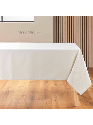 Douceur d’Intérieur Jacquard-Tischdecke mit metallic Muster, AZULINE in Beige, 140 x 250 cm