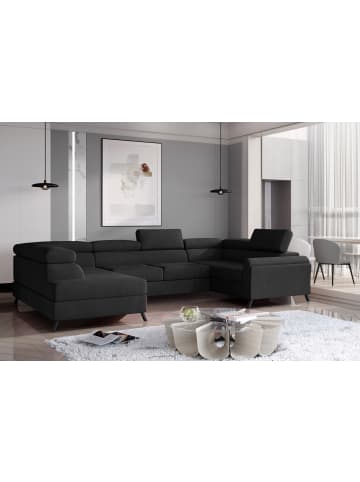 MF Design Esco Recamiere Links in Schwarz -  (L) 200 x (B) 336 x (H) 92 cm