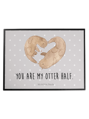 Mr. & Mrs. Panda Schreibunterlage Otter Herz mit Spruch in Grau Pastell