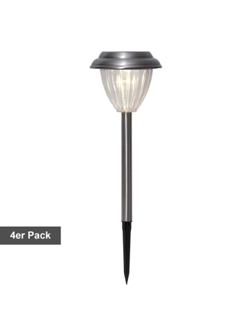 STAR Trading Solarpoller-Set Palma, 4 Stück, LED, Warmweiß, Dämmerungssensor, Außen