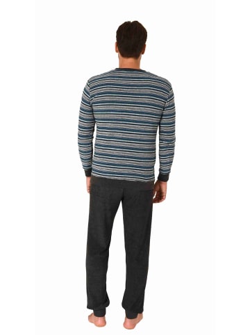 NORMANN langarm Frottee Schlafanzug Pyjama Bündchen - 82303 in marine