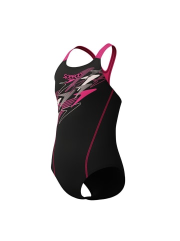 Speedo Medley Logo Badeanzug Mädchen in Schwarz-Pink