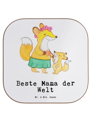 Mr. & Mrs. Panda Untersetzer Fuchs Beste Mama der Welt mit Spruch in Weiß