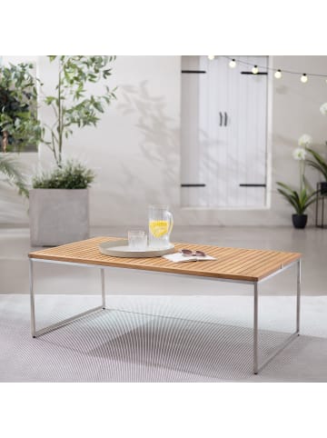 home24 Couchtisch TEAKLINE in Braun / Silber