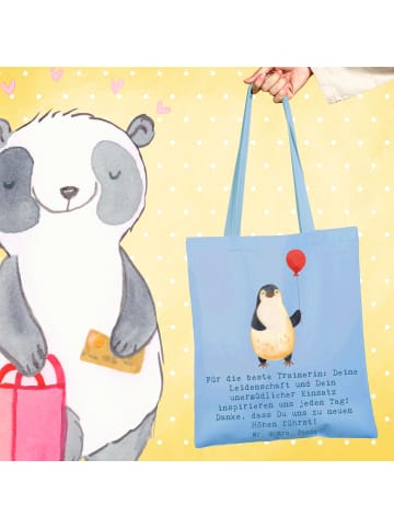 Mr. & Mrs. Panda Schultertasche Turnen Trainerin mit Spruch in Sky Blue