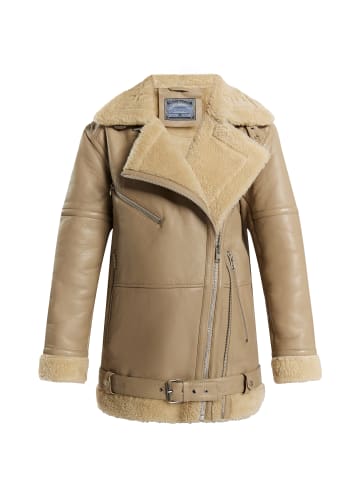 DreiMaster Vintage Damen Lederjacke Im Biker Stil in Stein