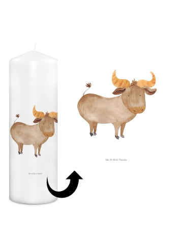 Mr. & Mrs. Panda Kerze Sternzeichen Stier ohne Spruch in Weiß