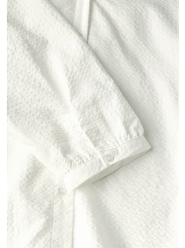 Street One Split Neck Seersucker Bluse in Weiß