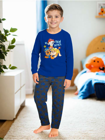 Paw Patrol Paw Patrol Schlafanzug PAWS Pyjama Set Langarm Oberteil mit Hose in blau/grau