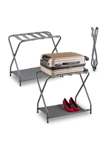 relaxdays 2 x Kofferständer in Grau - (B)66 x (H)58 x (T)38 cm