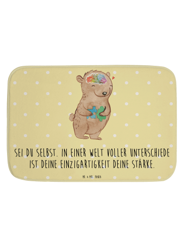Mr. & Mrs. Panda Badvorleger Bär Autismus mit Spruch in Gelb Pastell