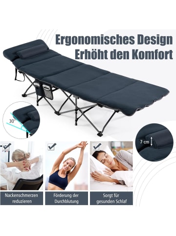 COSTWAY Campingbett mit Matratze 190cm in Blau