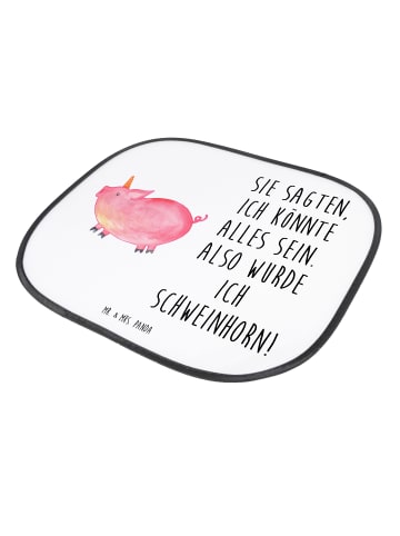 Mr. & Mrs. Panda Sonnenschutz Einhorn Schwein mit Spruch in Weiß