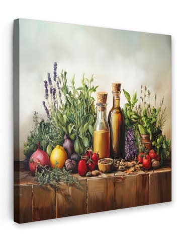 OnlyWow Leinwand Bilder Kräutertisch