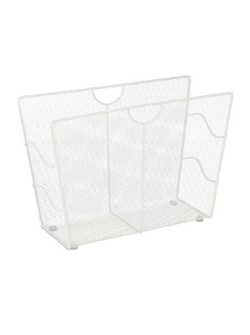 relaxdays Zeitungsständer in Weiß - (B)39 x (H)27 x (T)17 cm