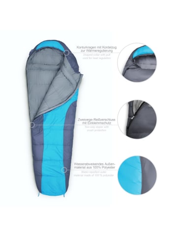 Where Tomorrow Camping Schlafsack Mumienschlafsack mit Tasche 230x80x55cm Türkis