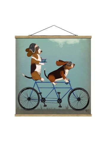 WALLART Stoffbild mit Posterleisten - Radtour - Bassets Tandem in Braun